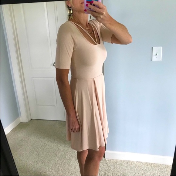 Light Peach Color Fit and Flare Dress - Picture 5 of 7